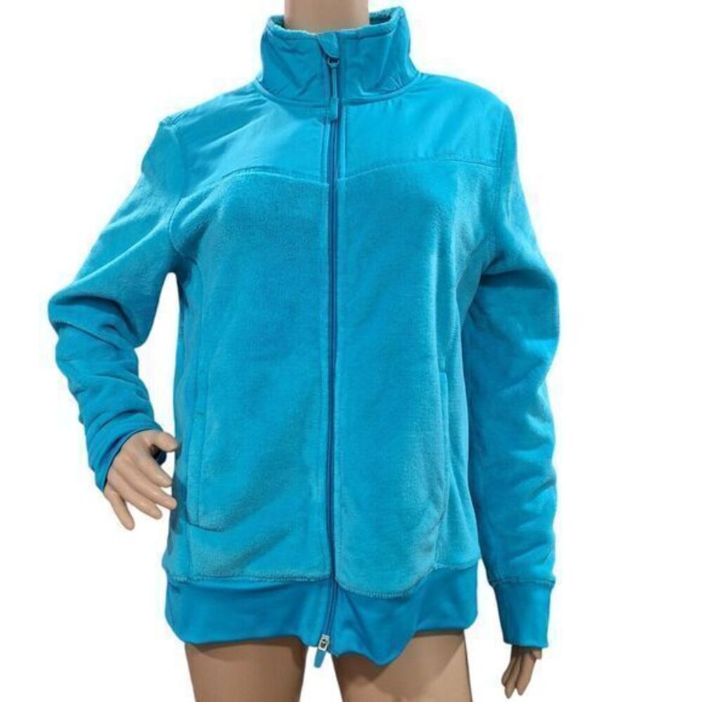 Women's Athletic Jacket Size L 12-14 Turquoise With Full Zip And Long Sleeves‎